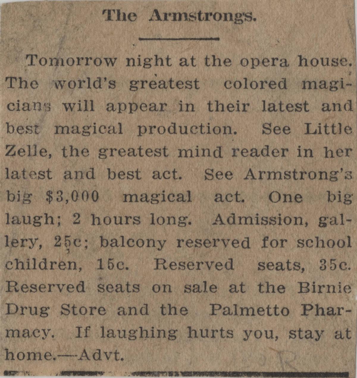 Armstrong newspaper clipping