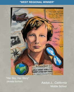 student artwork of Amelia Earhart