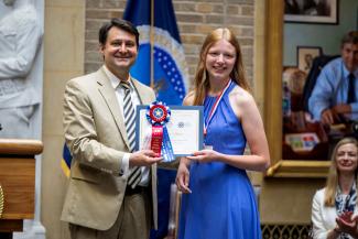 award to student Samantha Wiggin