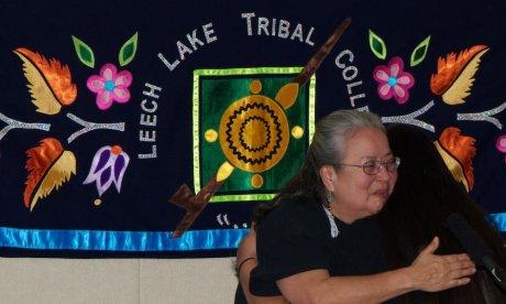 Photo of teacher and student at Leech Lake Tribal College