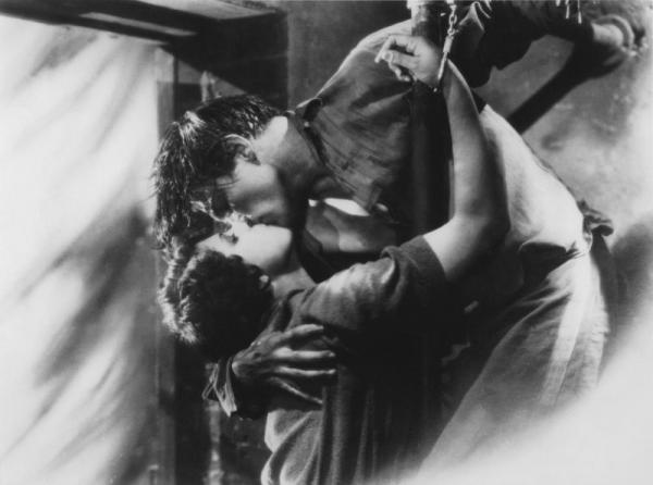 Two people kissing