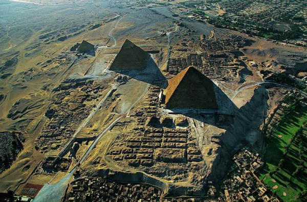 Aerial view of the Giza Necropolis, looking west