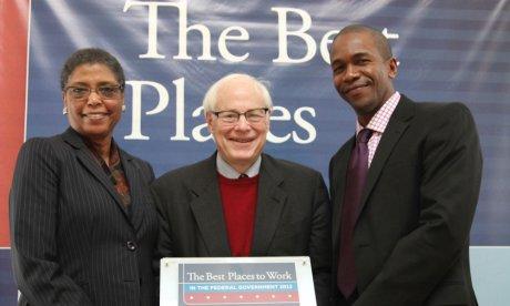 photo: Carole Watson, Jim Leach, Tony Mitchell of NEH, 2012 Best Places to Work