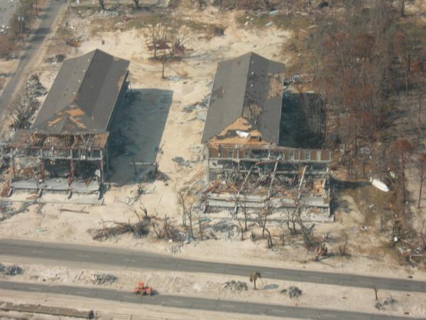 Demolished buildings in New Orleans