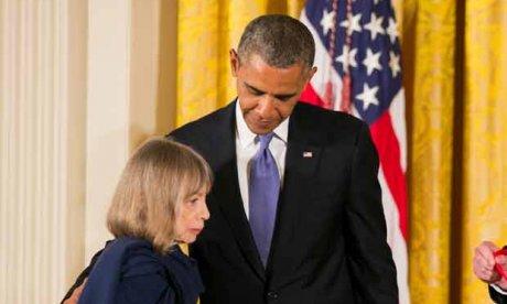 Joan Didion receives a National Humanities Medal from President Obama