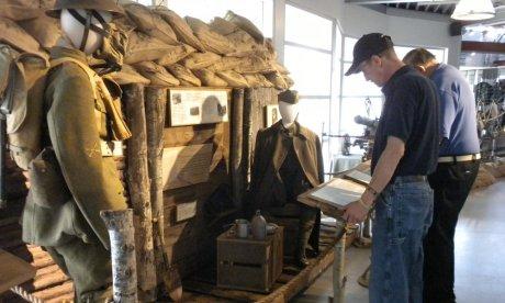 Visitors looking at the Richard Bong Center's newest display