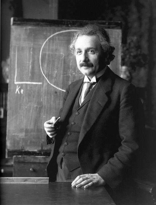 Albert Einstein during a lecture in Vienna in 1921.
