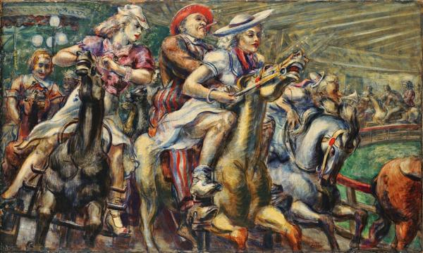 Reginald Marsh, Wooden Horses, 1936, tempera on board, Wadsworth Atheneum