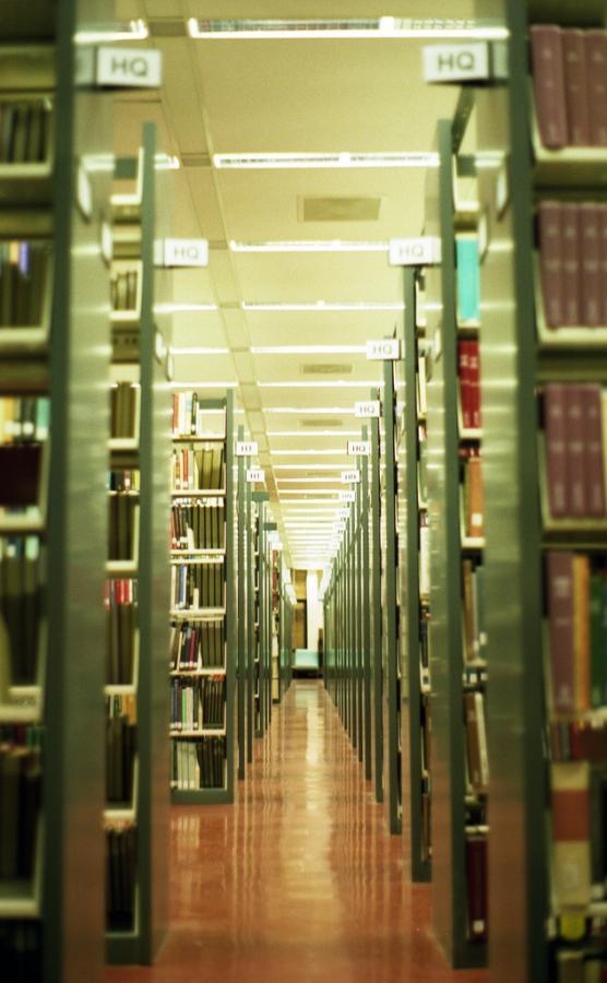 photo of library stacks, McHenry Library, University of California Santa Cruz