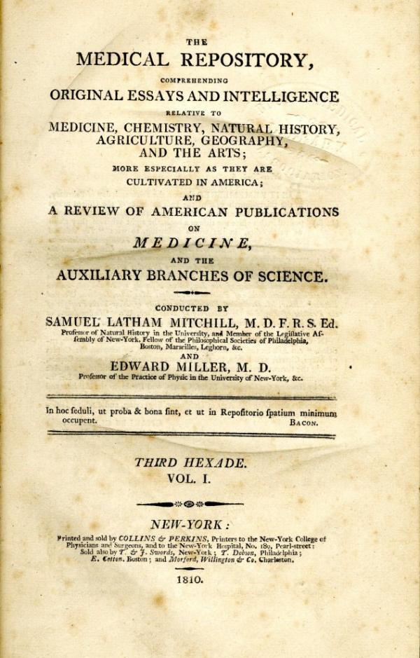 Medical Repository, v. 1 (1810), title page.