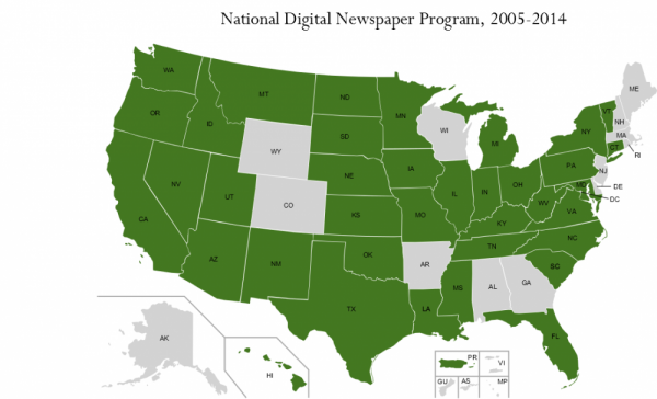 Map of US showing members of National Digital Newspaper Program