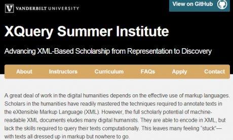Screenshot from the XQuery Summer Institute website