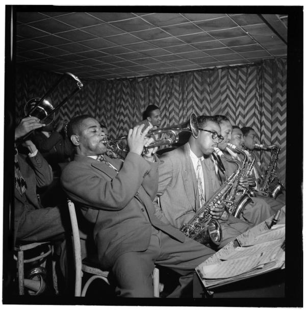 Dizzy Gillespie, James Moody, and Howard Johnson at Downbeat, New York, N.Y.