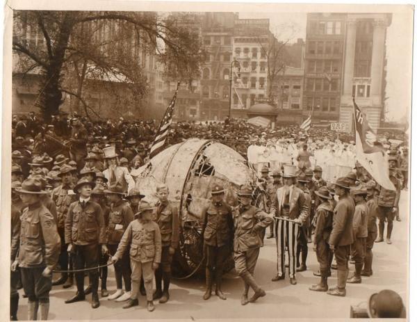 A photo taken of Americans in Europe, shortly after the U.S. entered World War I.