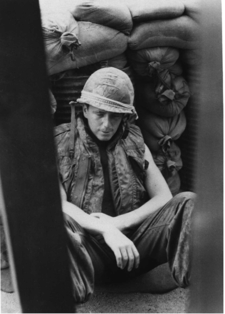 Black and white photo of a soldier in the Vietnam War, 1967