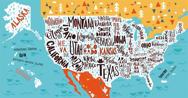 illustrated map of US states