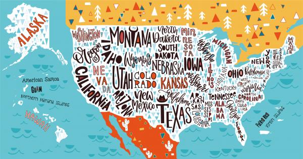 illustrated map of US states