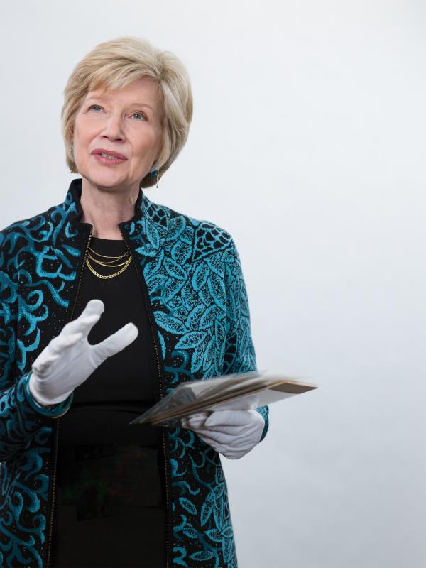 portrait with gloves