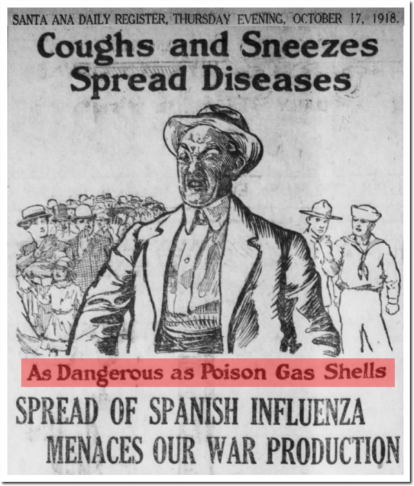 U.S. Public Health ad on dangers of Spanish Flu epidemic during World War I.
