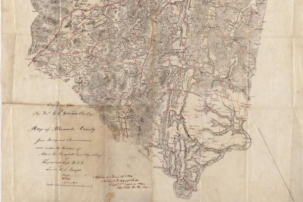 An excerpt from the "Map of Albemarle County" drawn by Lieut. C.S. Dwight, 1864.