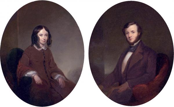 Portraits of Elizabeth Barrett Browning and Robert Browning, by Thomas B. Read