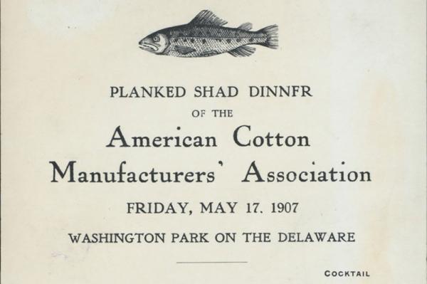 American Cotton Manufacturers' Association dinner menu, May 17, 1907