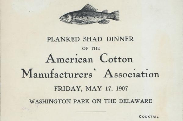 American Cotton Manufacturers' Association dinner menu, May 17, 1907 