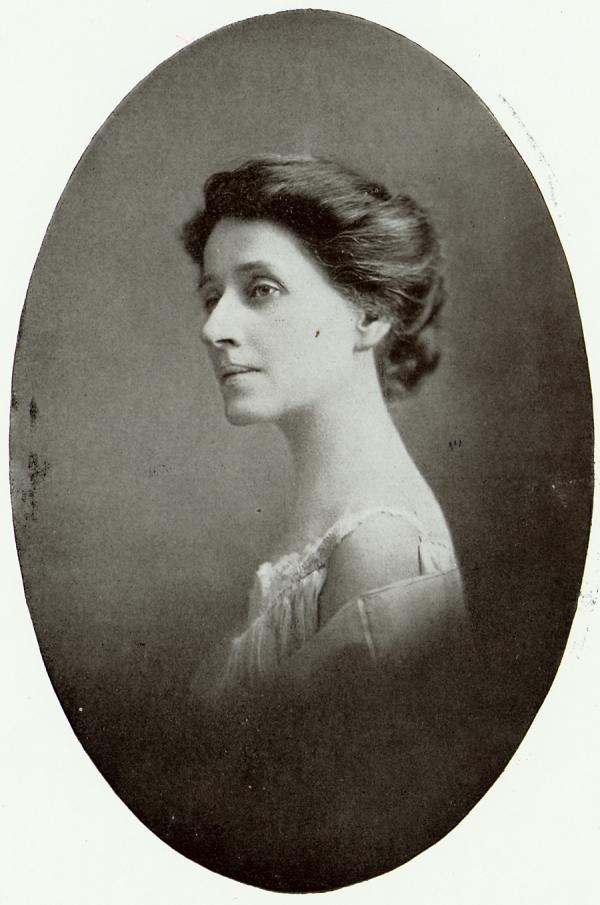An oval portrait photo of Johnson as young beauty