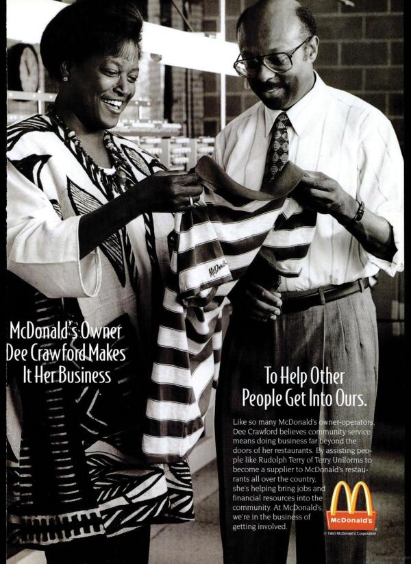 A Black woman McDonald's Franchise owner in an advertisement.