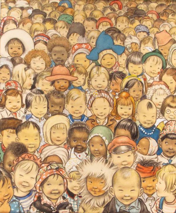 Illustration of a crowd of children