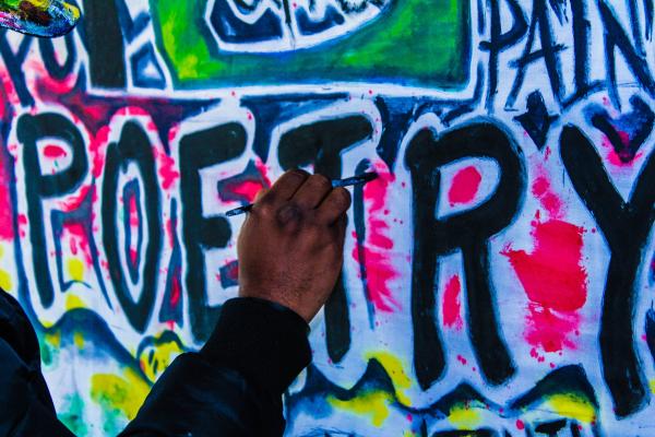 painted mural with word "poetry"