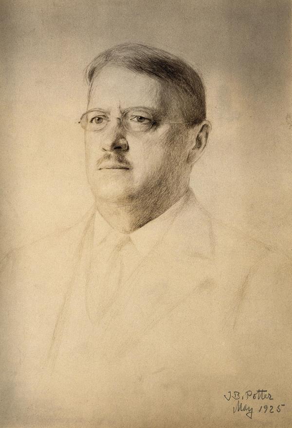 charcoal  portrait drawing of George Reisner