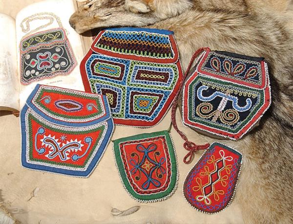 Beaded pouches in the collection of the Oneida Indian Nation. 
