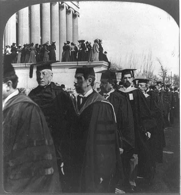 The two leading college presidents, Eliot of Harvard and Hadley of Yale at Columbia College, N.Y.