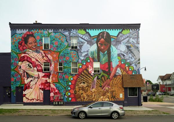 In 2017 Buffalo, New York, artist and educator Betsy Casañas was invited by the city's Albright-Knox Public Art Initiative, the Hispanic Heritage Council, and the Rich Family Foundation to create what became this mural celebrating the contributions made by the region's Hispanic and Latinx communities by Carol M. Highsmith, 1946-, photographer.