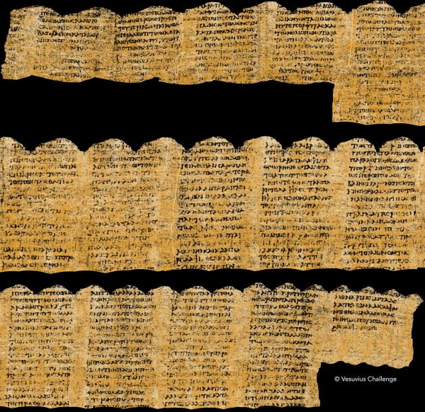 image of text on the Herculaneum papyrus scrolls