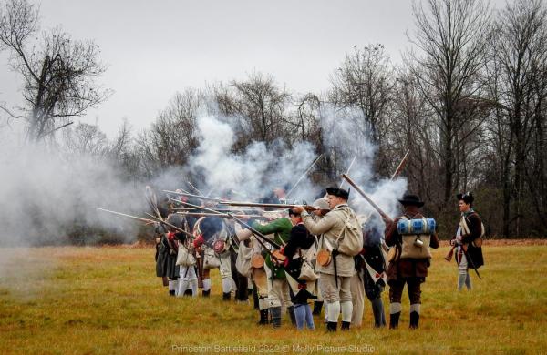 Group of reenactors at the Battle of Princeton Revolutionary Battlefield in New Jersey