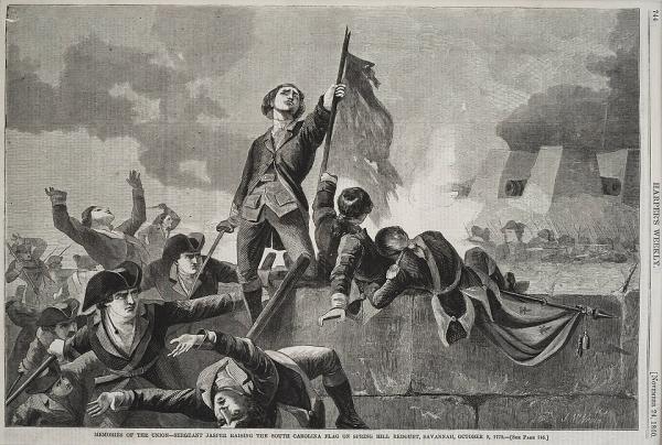  Memories of the union Sergeant Jasper raising the South Carolina flag on Spring Hill Redoubt Savannah October 9 1779