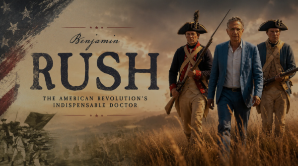 Benjamin Rush: The American Revolution's Indispensable Doctor. Historian Joseph Laconte walking alongside two Revolutionary War soldiers through a field.