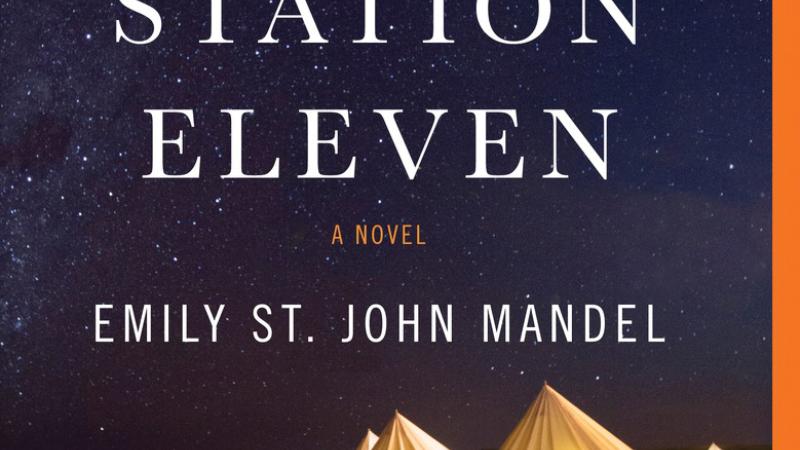 Promotional flyer for Emily St. John Mandel's book, "Station Eleven."