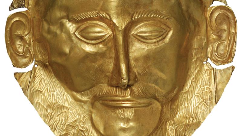 Mask of Agamemnon, done in gold