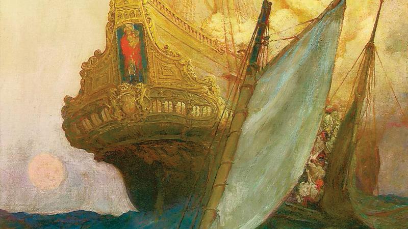 Painting of a ship at sea