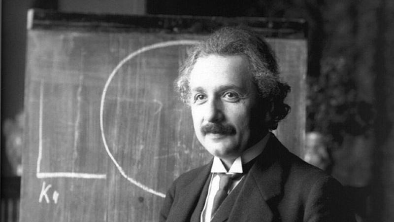Albert Einstein during a lecture in Vienna in 1921.