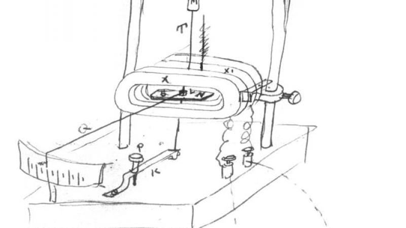 A sketch diagram from Thomas Edison's notes, including a light bulb.