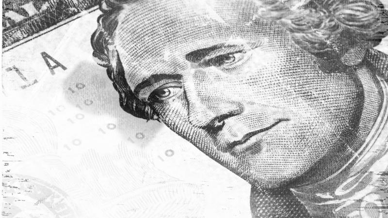 Hamilton as he appears on the five dollar bill