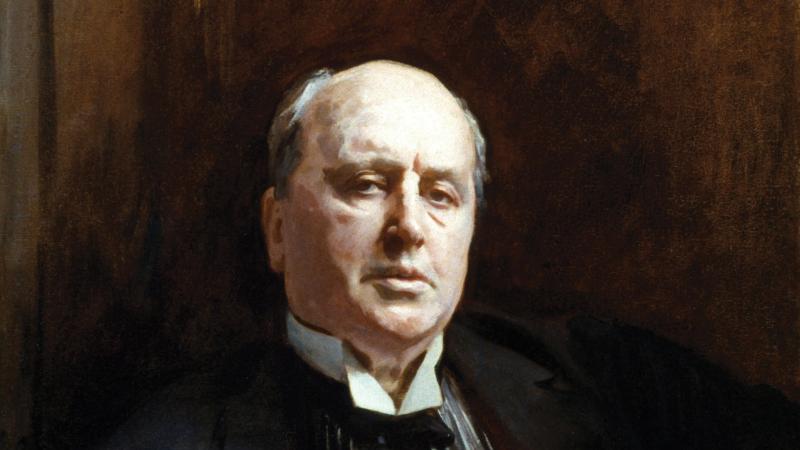 Portrait of Henry James in a black tuxedo