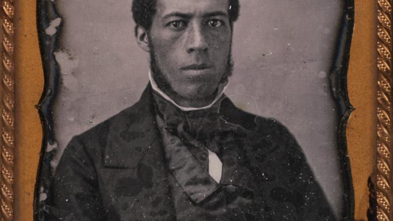 Framed photo of lawyer John Mercer Langston.