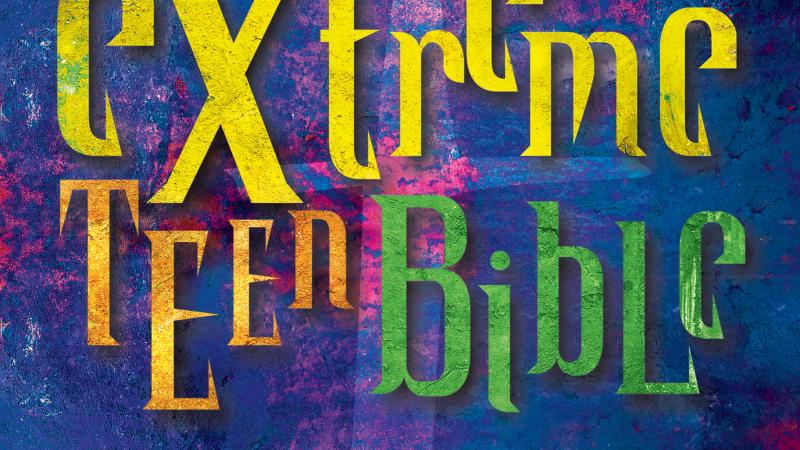 Colorful cover of the "Extreme Teen Bible."
