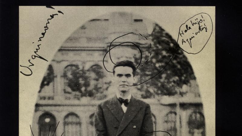 Black and white book cover showing Federico Garcia Lorca as a young boy.