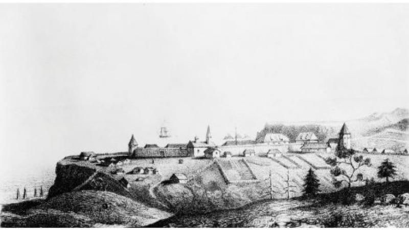 Sketch of a seaside fort.